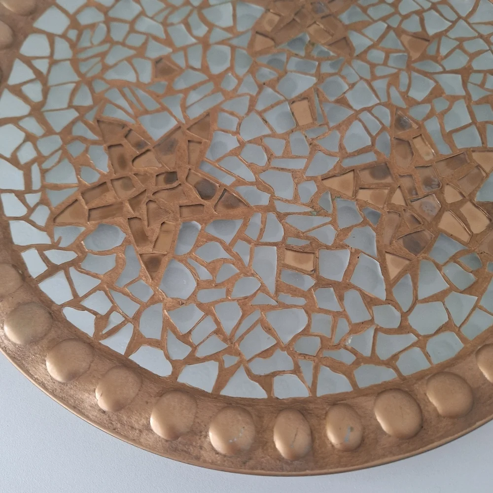 Pier 1 gold & clear glass centerpiece plate